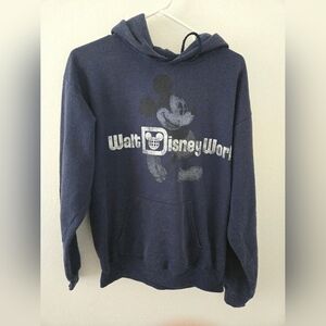 Disneyland Walt Disney World Mickey Mouse Hoodie Mens Size Medium Navy Blue Hane